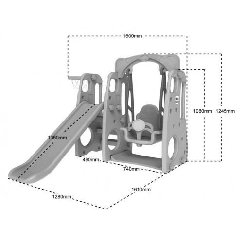 Ogrodowy Plac Zabaw dla dzieci Zeżdżalnia Huśtawka 3w1 Lion Błekit TB-201A.NEW